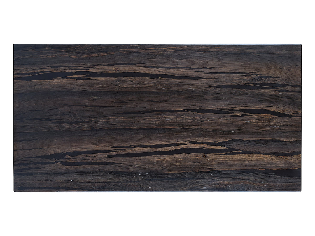 Bog Oak Dining Table - Top View. Revel in the captivating details of the Bog Oak wood, cherished for its natural durability and timeless allure.