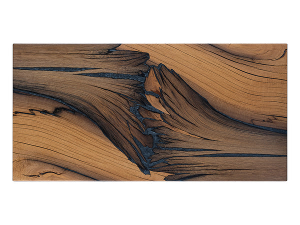 Luxury at Its Best: The Bog Oak and Epoxy coffee table, top view. Uncover the intricate patterns and the deluxe arrangement, epitomizing luxury at every angle.