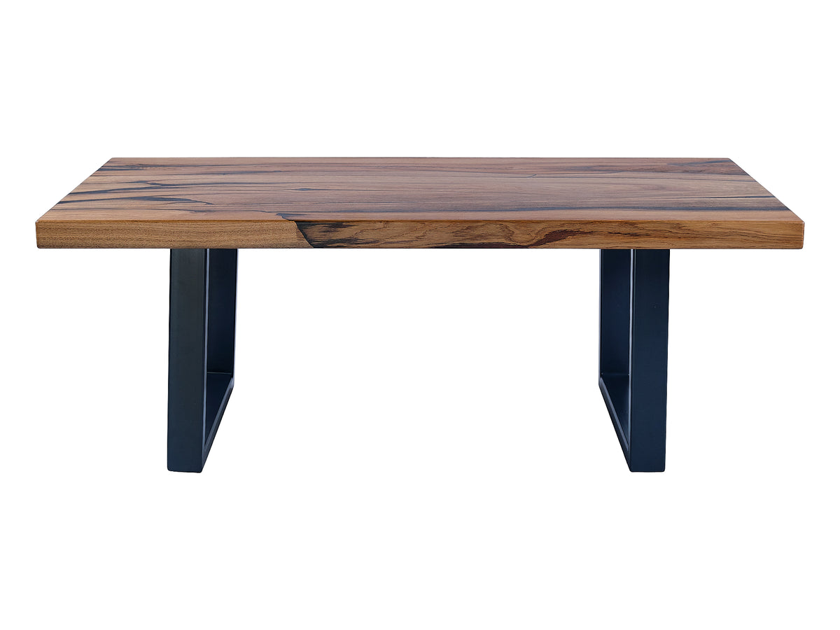 Elegant River-Aged Bog Oak Coffee Table, front view. Experience the refined elegance of river-aged Bog Oak wood in this captivating coffee table.